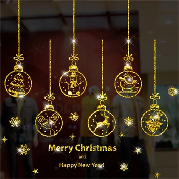 Crăciun Static Fereastra Autocolante An Nou Fericit Crăciun Fericit Aur Autocolante De Perete Decoratiuni De Craciun Pentru Casa Fereastră Autocolant