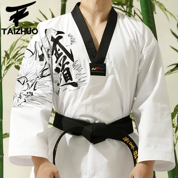 Arte martiale TKD Tae Kwon Do, Coreea V-neck Adult Taekwondo Master Uniformă pentru Poomsae și Formare profesională,WTF Uniformă,160-190 cm