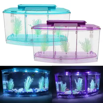 Separat de Reproducere Pesti-Reproducere-Cutie de Izolare-Cutie de Puieți de Pește Acvariu de Lumină LED, Triple Cub de Acvariu Betta Cutie