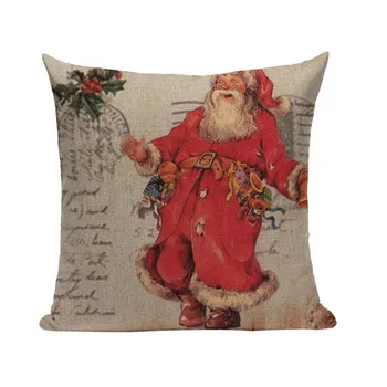 Moș Crăciun cu cerb imprimate față de pernă decorative, perne, huse retro vintage square Pom de crăciun pernele de acoperire