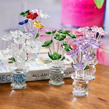 Floare De Cristal Brad Figurine De Sticlă Fengshui Prespapier Meserii Acasă Decor De Nunta In Miniatura, Magazin De Suveniruri Decor Ornament