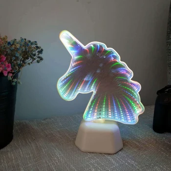 LED Oglindă Dublă Lumina Flamingo Unicorn Lampa Pom de Crăciun Inima 3D Tunel de Lumini Cadouri pentru Copii Petrecere Acasă Decorare Lumina de Noapte