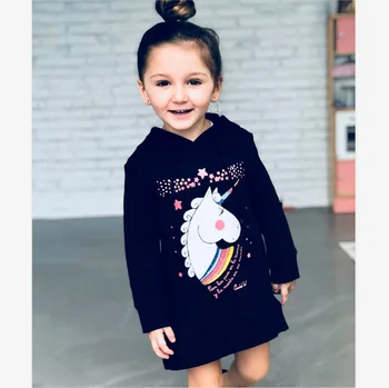 Mama Fiica Unicorn Imprimare Tricouri 2019 Iarnă Familie De Potrivire Drăguț Haine Uza Mama Și Fiica Haine Topuri Negre