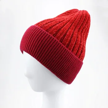 Fete Cămilă Roz Muștar Red Tricot Cald Iarnă Hat 2020 Moale Femei Barbati Solid Chenille Beanie cu Manșetă Largă de Potrivire