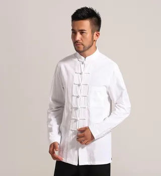 De înaltă Calitate, Solid Alb Tradițională Chineză pentru Bărbați Lenjerie de pat din Bumbac Kung Fu Jachete Paltoane M L XL XXL 3XL