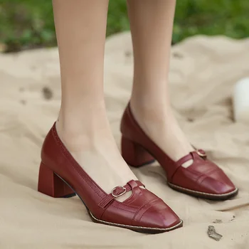 EshtonShero Primăvară Platforma Pantofi Femei Pantofi De Nunta Alb Visiniu Gros Med Tocuri Petrecere De Moda Doamnelor Pompe Dimensiune 3-9
