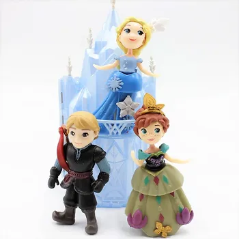 Disney Jucarii 6pcs/Lot 6-16cm Frozen Anna Printesa Elsa, Olaf, Sven, Kristoff Si Castelul de Gheata Tronului din Palatul Pvc figurina Papusa