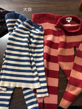 Haine pentru copii Seturi 2019 Brand de Moda Noua Toamna Băieți Fete Tricotaje + Pantaloni 2 Buc pentru Copii din Bumbac Dungi Homewear îmbrăcăminte