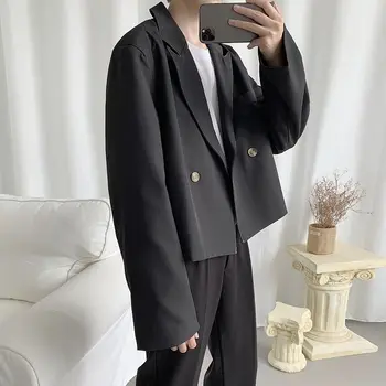 Toamna Blazer Scurt de Moda pentru Bărbați de Culoare Solidă de Afaceri Rochie Casual Jacheta Barbati Streetwear Liber coreeană Stil Sacou Mens