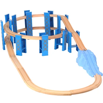 26PCS Spirala de Plastic Piese de Tren din Lemn de cale Ferată Accesorii Track Pod de Pontoane Cu Fit de Lemn Thoma Biro Piese Jucării pentru Copii