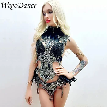 Nouă Femei Club de noapte, Costume de Scenă Cantareata Apă Strasuri DJ Dansatoare de Dans Cost Sexy Negru de Strut de Păr Performanță Colanti