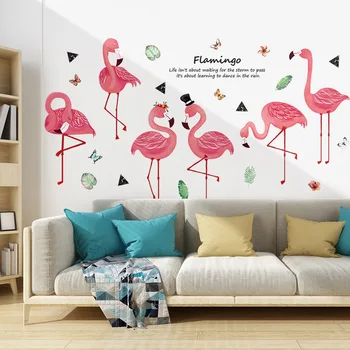 Stil coreean mai Mare Flamingo Perete Autocolant Roz Pictate manual Decal Dormitor Living Room Decor de Fundal Îndepărtat Tapet PVC