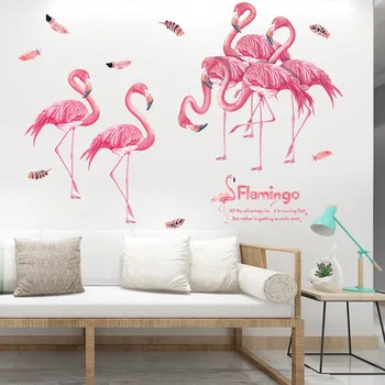 Stil coreean mai Mare Flamingo Perete Autocolant Roz Pictate manual Decal Dormitor Living Room Decor de Fundal Îndepărtat Tapet PVC