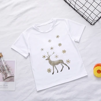 Noul Tricou Fetita de Agrement de Moda de Craciun Elan Print Design pentru Copii T-shirt Amuzant de Vară cu Mânecă Scurtă Băieți Haine,BAL554