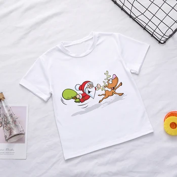 Noul Tricou Fetita de Agrement de Moda de Craciun Elan Print Design pentru Copii T-shirt Amuzant de Vară cu Mânecă Scurtă Băieți Haine,BAL554