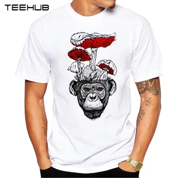 2019 TEEHUB de Moda pentru Bărbați de Ciuperci Cap de Maimuță Imprimate T-Shirt cu Maneci Scurte Noutate Design Topuri Cool Tee
