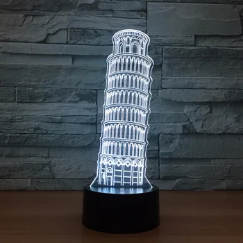 Turnul din Pisa 3D Lumina de Noapte Holograma Lumină LED-uri USB Decorative Torre pendente di Pisa Lampă de Masă Home Deco, Cadouri Pentru Prieteni, Copii
