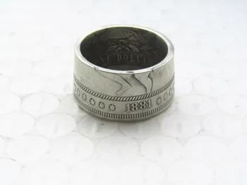 Hobo 1881 Morgan Silver Dollar Coin Inel Placat Cu Argint Lucrate Manual In Dimensiunile De 8-16