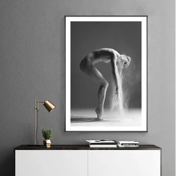 Alb și negru Elegant Dans Balet Printuri Foto Nordic Praf Fată Portret, Poze de Perete Decor Acasă Panza Pictura