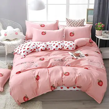 49bed lenjerie de pat Nordic drăguț mângâietor seturi de lenjerie de pat roz carpetă acopere set husă de pilotă lenjerie de pat set de copii single regina king size