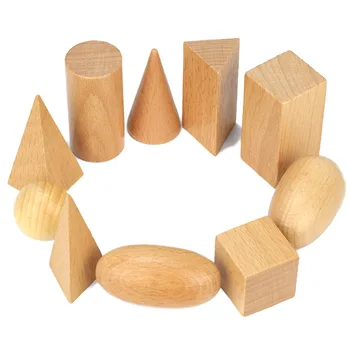 Din lemn Solide Geometrice 3-D Forme de Învățare Montessori Educația Matematica Jucarii Resurse pentru Școală Acasă