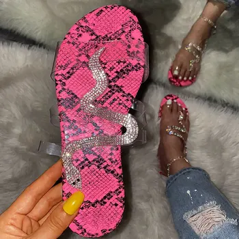 Vara Papuci De Șarpe Cristal Transparent Casual Femei Slide-Uri De Interior Non Alunecare Femeie, Pantofi 2020 Doamnelor Flip Flop Noi