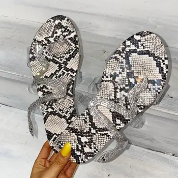 Vara Papuci De Șarpe Cristal Transparent Casual Femei Slide-Uri De Interior Non Alunecare Femeie, Pantofi 2020 Doamnelor Flip Flop Noi