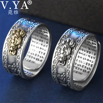 V. YA 8mm 990 Sterling Silver Ring pentru Bărbați de sex Masculin Dimensiuni Reglabile Epocă Trupelor Amuleta Inele Bijuterii cel Mai frumos Cadou
