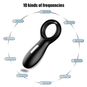 10 Frecvența de Vibrație Inele Penis vibrator Waterproof Reîncărcabilă Stimularea Femeie Clitors Silicon Inele pentru Penis vibratoare Barbati