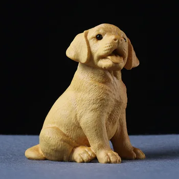 8CM Lemn Drăguț Labrador Retriever puppy statuie sculptură Câine sculptura anilmal decor acasă ambarcațiunile de figurine in Miniatura