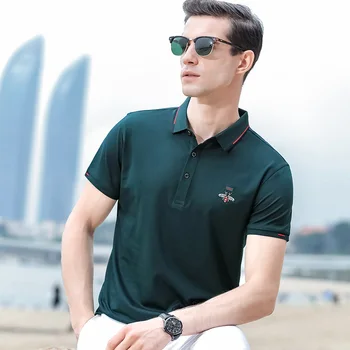 De înaltă calitate din bumbac tricou polo barbati rever afaceri de agrement de moda broderie cu maneci scurte t-shirt pentru bărbați tineret haine de moda