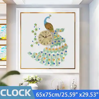 3D Păun Cristal de Cuarț Ceas de Perete Europene Moderne, de Lux, Ceasuri de Perete Creative Living Dormitor Decor Tăcut Perete Ceas