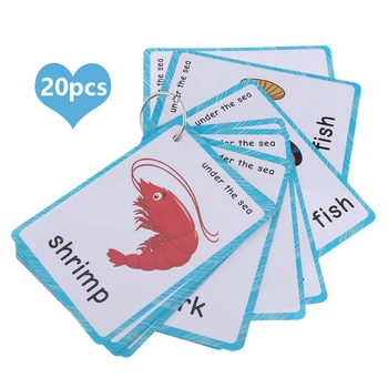 20buc Ferma Wild Animal Mare Cognitive Carte de Joc de Copii Cadou Montessori Devreme Jucării de Învățare limba engleză Carduri Flash Pentru Copii