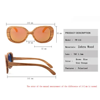 2018 noua moda retro femei zebra din lemn de ochelari de soare din lemn de bambus polarizate de călătorie Bărbați ochelari anti-UV Cu cutie Gafas de sol