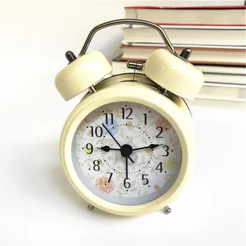 Vânzare fierbinte! Retro tăcut pointer ceas dual bell tare ceasuri de alarmă lumina de noapte acasă decoruri dormitor ceas deșteptător DL-clopot de alarmă-ceas