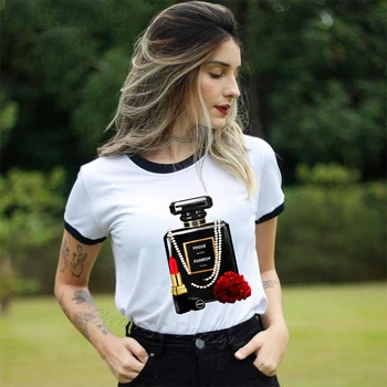 Femei Haine 2019 top de Vară Vogue Tricou de Moda Harajuku brand de Lux Parfum de Flori de sex Feminin T-shirt de Agrement Tipărite Tricou