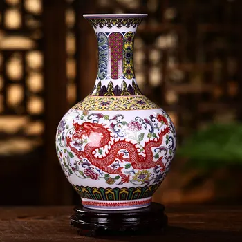 Prosperitatea adusă de dragon și Phoenix Vaza Jingdezhen ceramică mici vaza decor pastel vaza de portelan