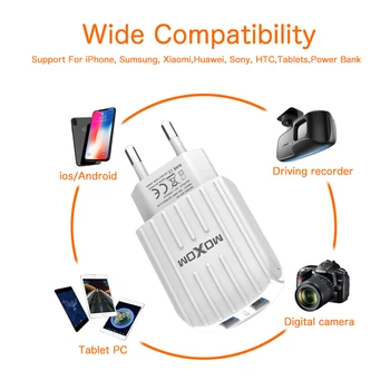 MOXOM Încărcător de Telefon Mobil Încărcător de Perete USB 2 Port 2.4 UE Plug Adaptor Încărcător Pentru Samsung iPhone X 8Plus Încărcător de Telefon Mobil