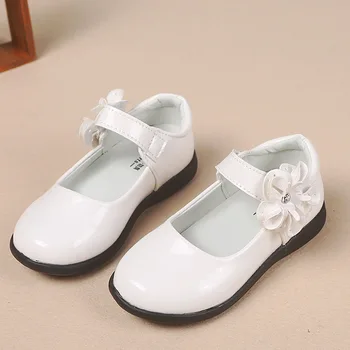Mov roz Negru alb Floare Pantofi Fete Printesa pantofi Singur adolescent, Elev de Pantofi din Piele pentru fete Mari 4 5 6 7 8 9 10-16T