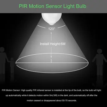 2 buc 7W PIR Senzor de Mișcare Becuri cu LED-uri Alb Rece E26 Senzor Infraroșu Auto On/Off Lumini de Noapte pentru Garaj, Coridor, Debara