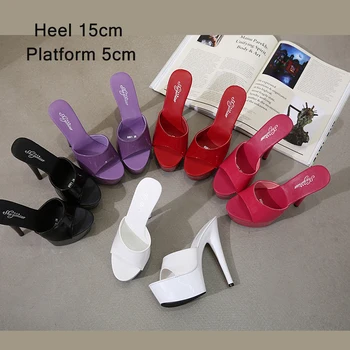 Voesnees Femei Pantofi Sandale 2020 în Afara Papuci de Înaltă Tocuri de 9cm 13cm 15cm sexy Inalta Platforma Stilet Doamnelor pantofi de Partid Catâri