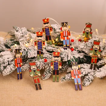 9Pcs/Set din Lemn de Crăciun Pandantiv Decoratiuni de Craciun pentru Casa Pomul de Crăciun Decor Navidad 2020 Ornamente de Crăciun Cadouri de Anul Nou