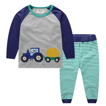 2020 Primavara Toamna pentru Copii Fete Baieti Toamna Camion Broderie Rochie cu Maneci Lungi Set Haine Pentru Copii Îmbrăcăminte 2 buc Haine+Pantaloni