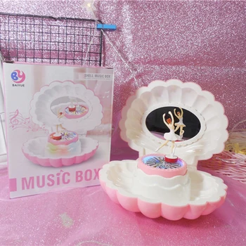 Roz Coajă în Formă de Rotație Fata LED Intermitent Muzica Caseta de Jucărie Muzicală Copii Cadou de Crăciun