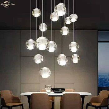 Nordic Mingea LED-uri Moderne, Candelabre, Lumini pentru Hol Scară în Spirală Restaurant Hotel Simplu de Creație Lampă de Agățat
