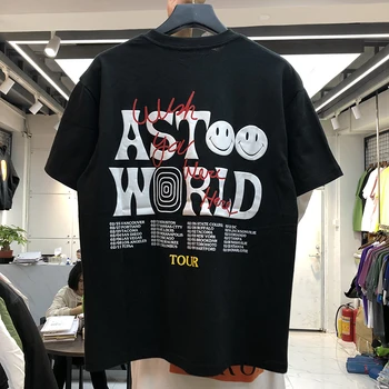 Nou lux 2020 Bărbați Travis Scott ASTROWORLD Tricouri Tricou Hip Hop Skateboard Street Bumbac T-Shirt Tee Top kenye S-XXL N222