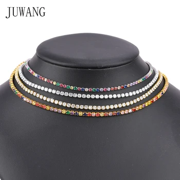 JUWANG 2021 Noua Moda Cravată Coliere Pentru Femei AAA Cubic Zirconia Mozaic Linie Lanț Colier Bijuterii Elegant Pentru Petrecere