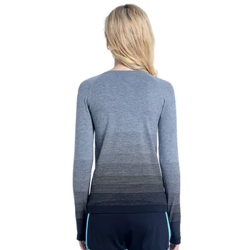 Sport Femei gradient culoare tricou cu maneci lungi, elastica doamna Yoga T-shirt în aer liber Nou