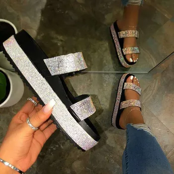 Femei pantofi de lux glitter Auriu Sandale cu Platforma femeie Partid Sandale de doamnelor pene Confortabil de Dimensiuni Mari 42/43