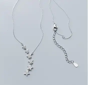 Moda Ciucure Zircon Stele Pandantiv Colier Pentru Femei cravată de Logodna Argint 925 Bijuterii Cadou dz825